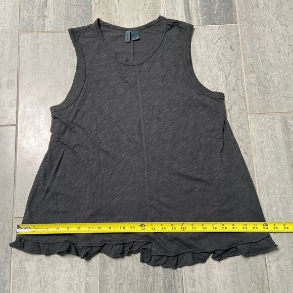 Left of Center Relaxed Fit Asymmetrical Ruffle Hem Cotton Tank Top Gray Medium - Picture 5 of 8